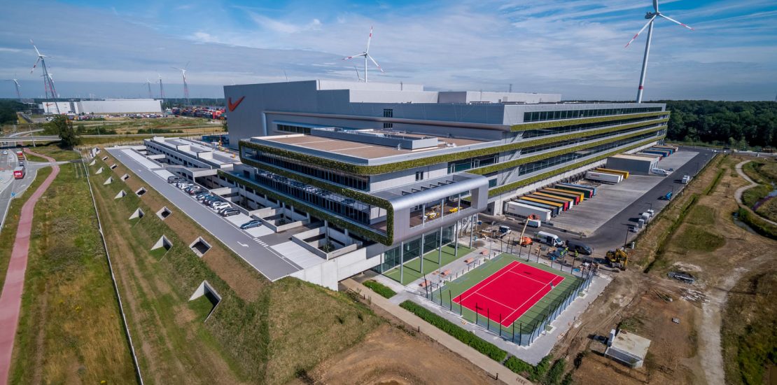 A picture of Nike's New Facility that is fully powered by renewable energy